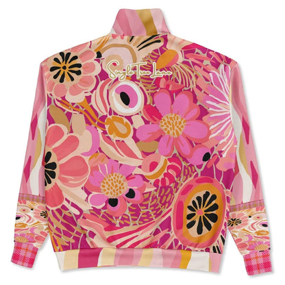 Hibiscus in the Desert Bloom Floral Stripe Heavyweight Oversized Quarter Zip Sweatshirt