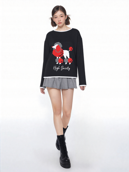 High Society Beyotch in Black Women’s Boatneck Knitted Sweater