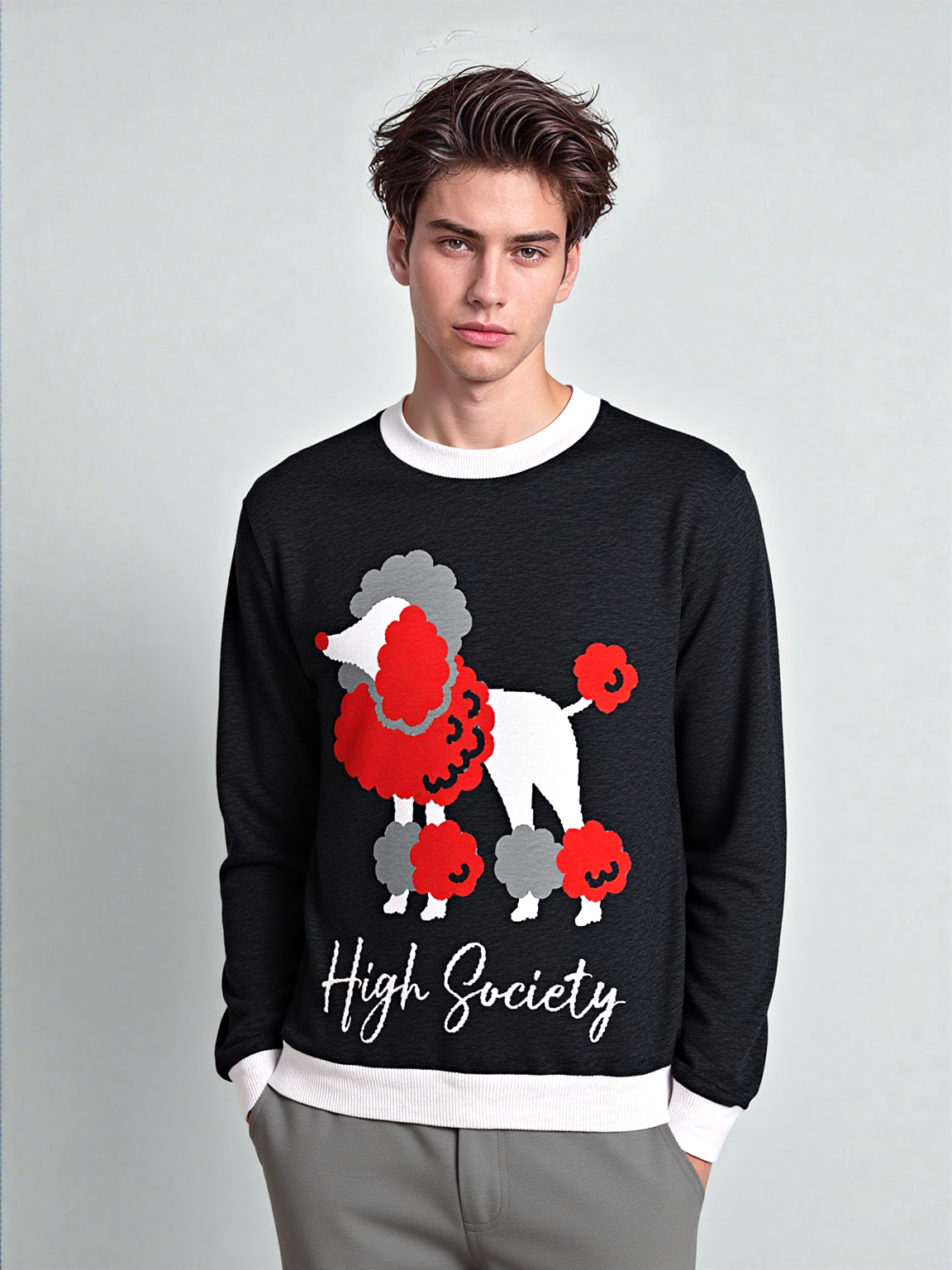 High Society Beyotch in Black Knitted Crewneck Sweater
