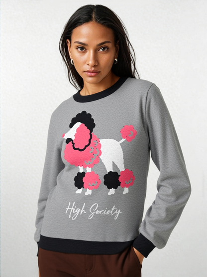 High Society Beyotch in Grey Knitted Crewneck Sweater