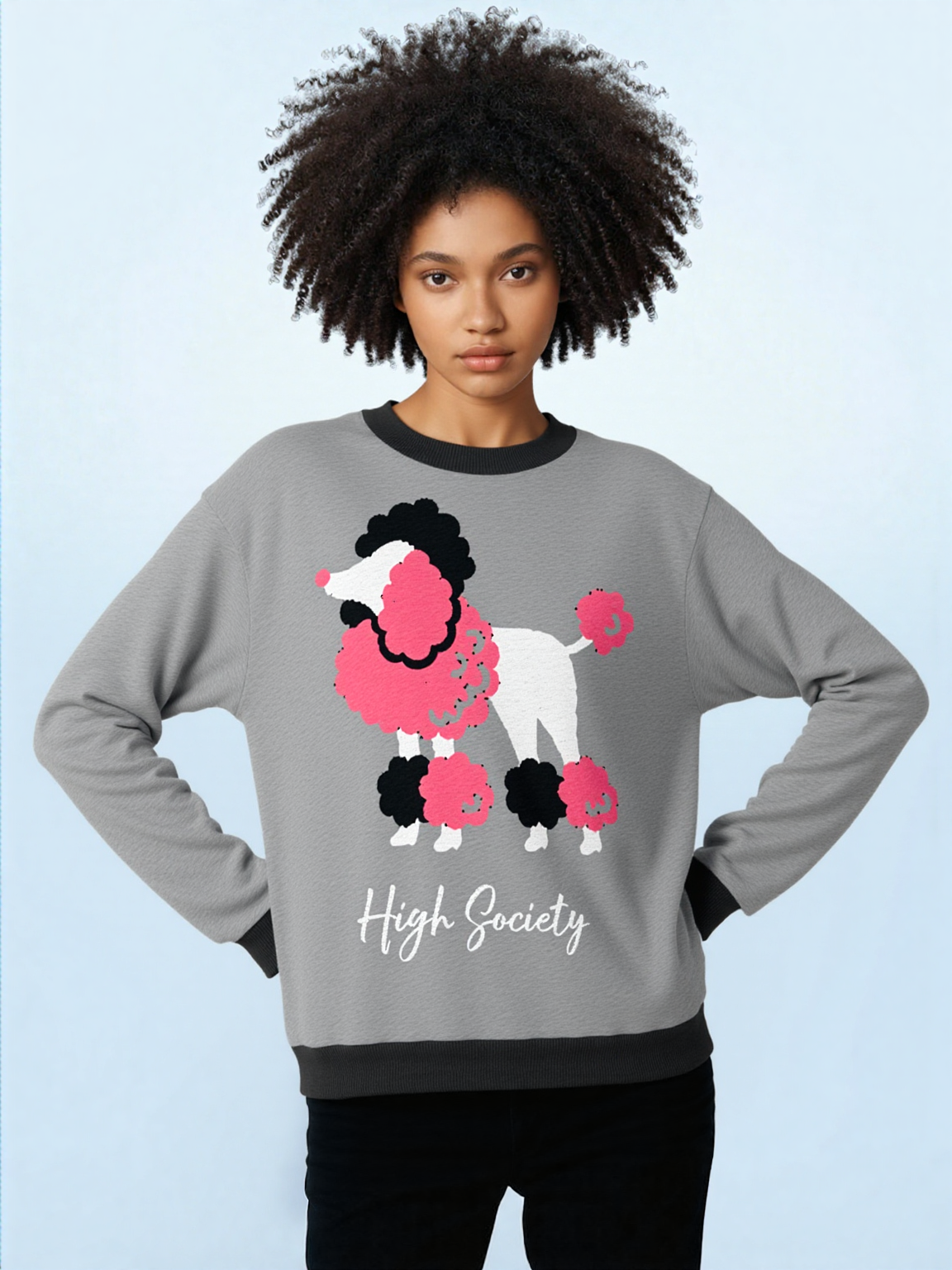 High Society Beyotch in Grey Knitted Crewneck Sweater