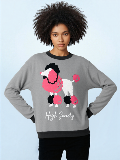 High Society Beyotch in Grey Knitted Crewneck Sweater