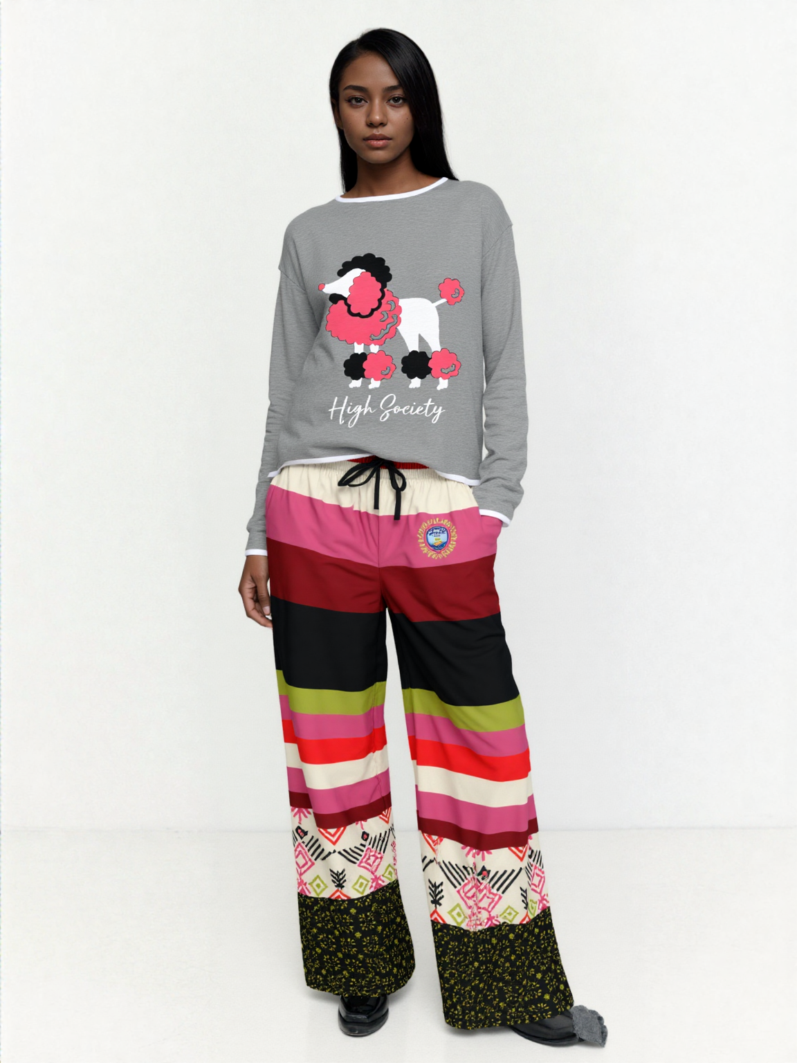 High Society Beyotch in Grey Women’s Boatneck Knitted Sweater