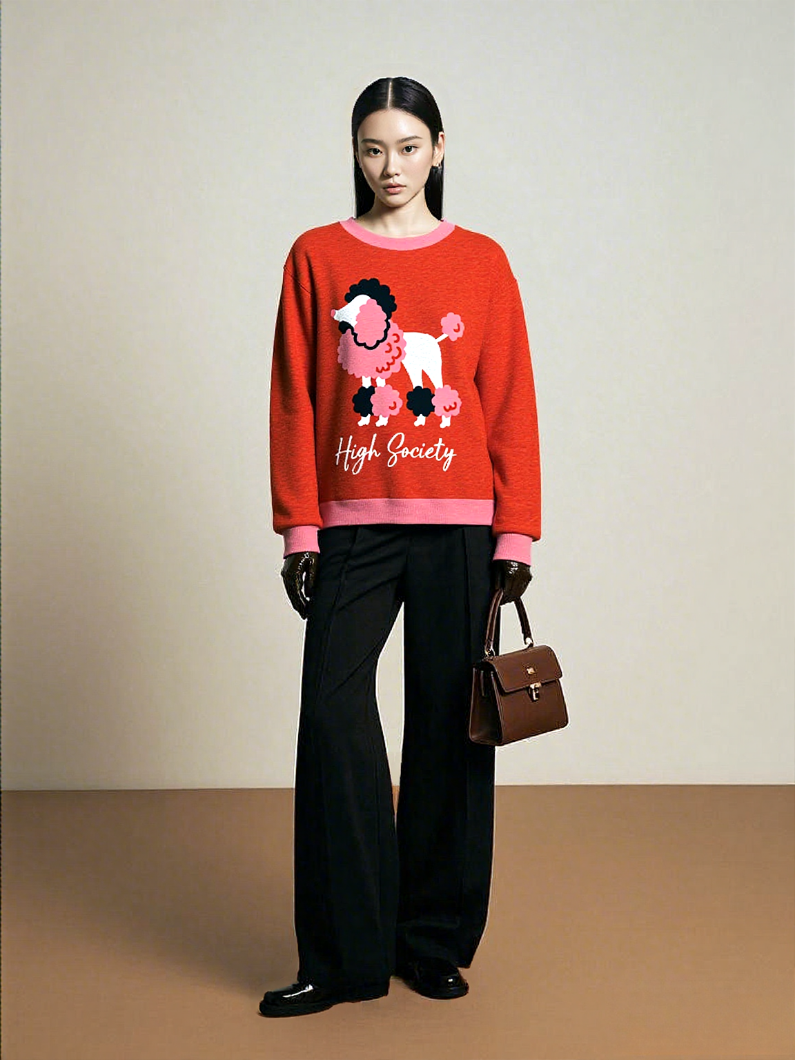 High Society Beyotch in Red Knitted Crewneck Sweater