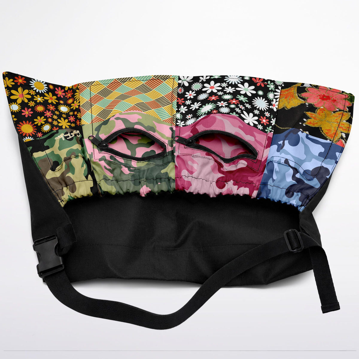 Hippie Woodstock Camo &amp; Floral Patchwork Garden Harvest Bag