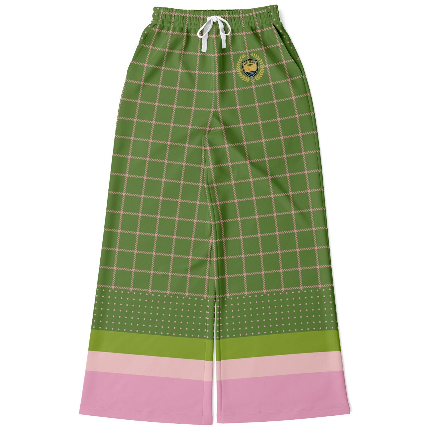 Hopscotch in Green Windowpane Plaid Eco-Poly Wide Leg Pants