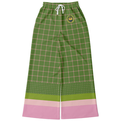 Hopscotch in Green Windowpane Plaid Eco-Poly Wide Leg Pants