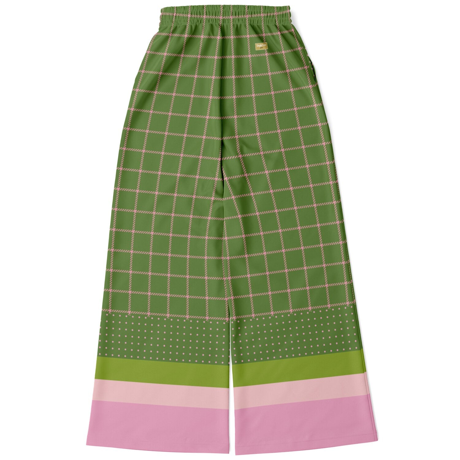 Hopscotch in Green Windowpane Plaid Eco-Poly Wide Leg Pants
