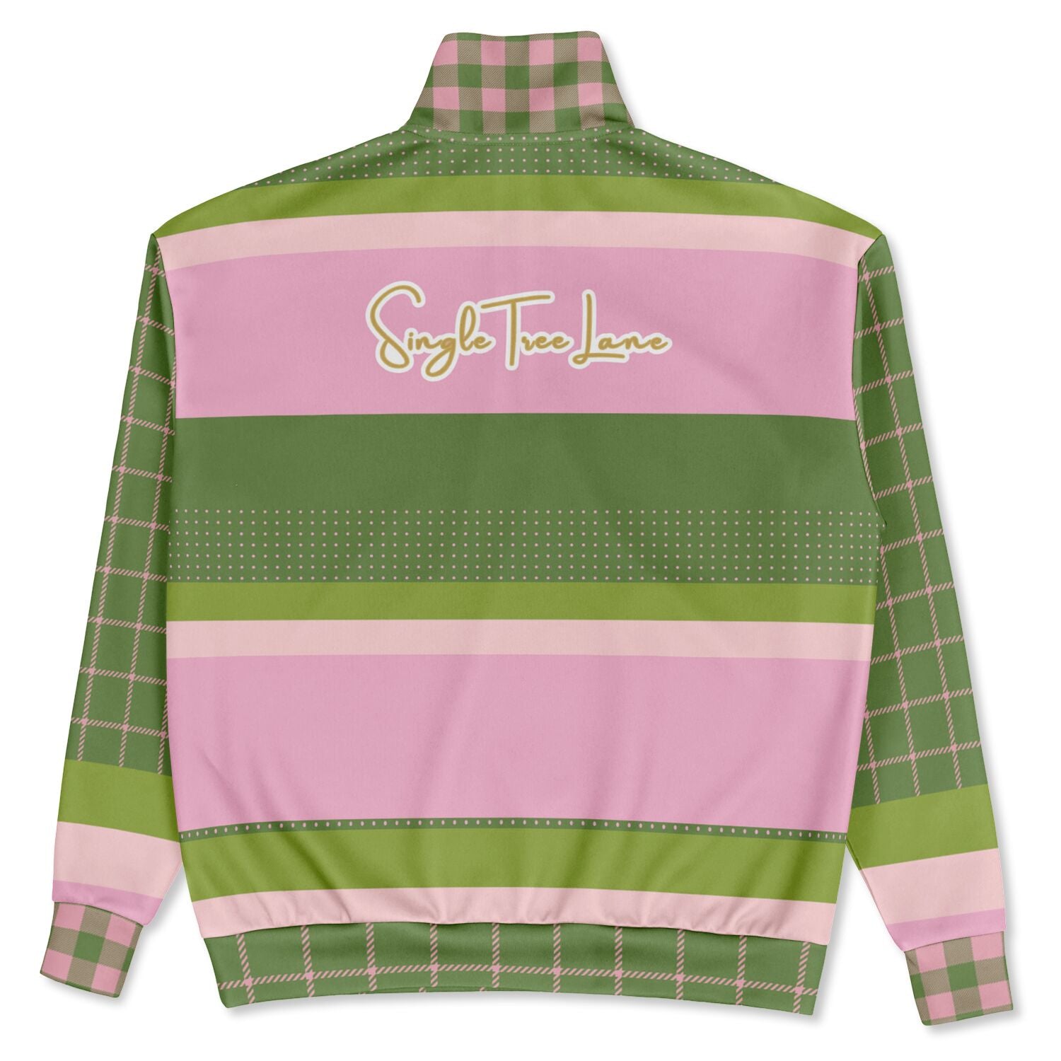 Hopscotch in Green and Pink Windowpane Heavyweight Quarter Zip Unisex Pullover