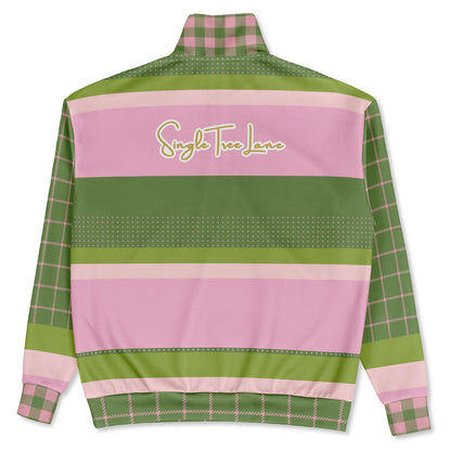 Hopscotch in Green and Pink Windowpane Heavyweight Quarter Zip Unisex Pullover