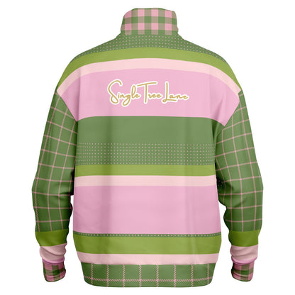 Hopscotch in Green and Pink Windowpane Heavyweight Quarter Zip Unisex Pullover