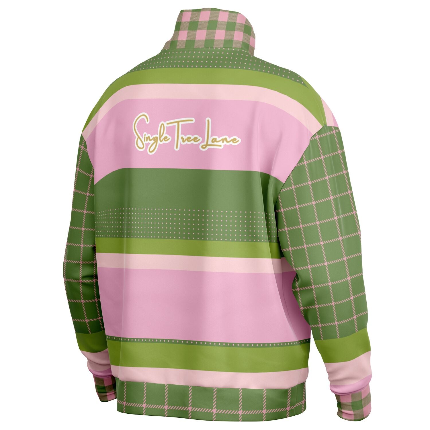 Hopscotch in Green and Pink Windowpane Heavyweight Quarter Zip Unisex Pullover