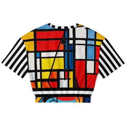 Hopscotch in Primary Geometric Eco-Poly Short Sleeve Cropped Pullover