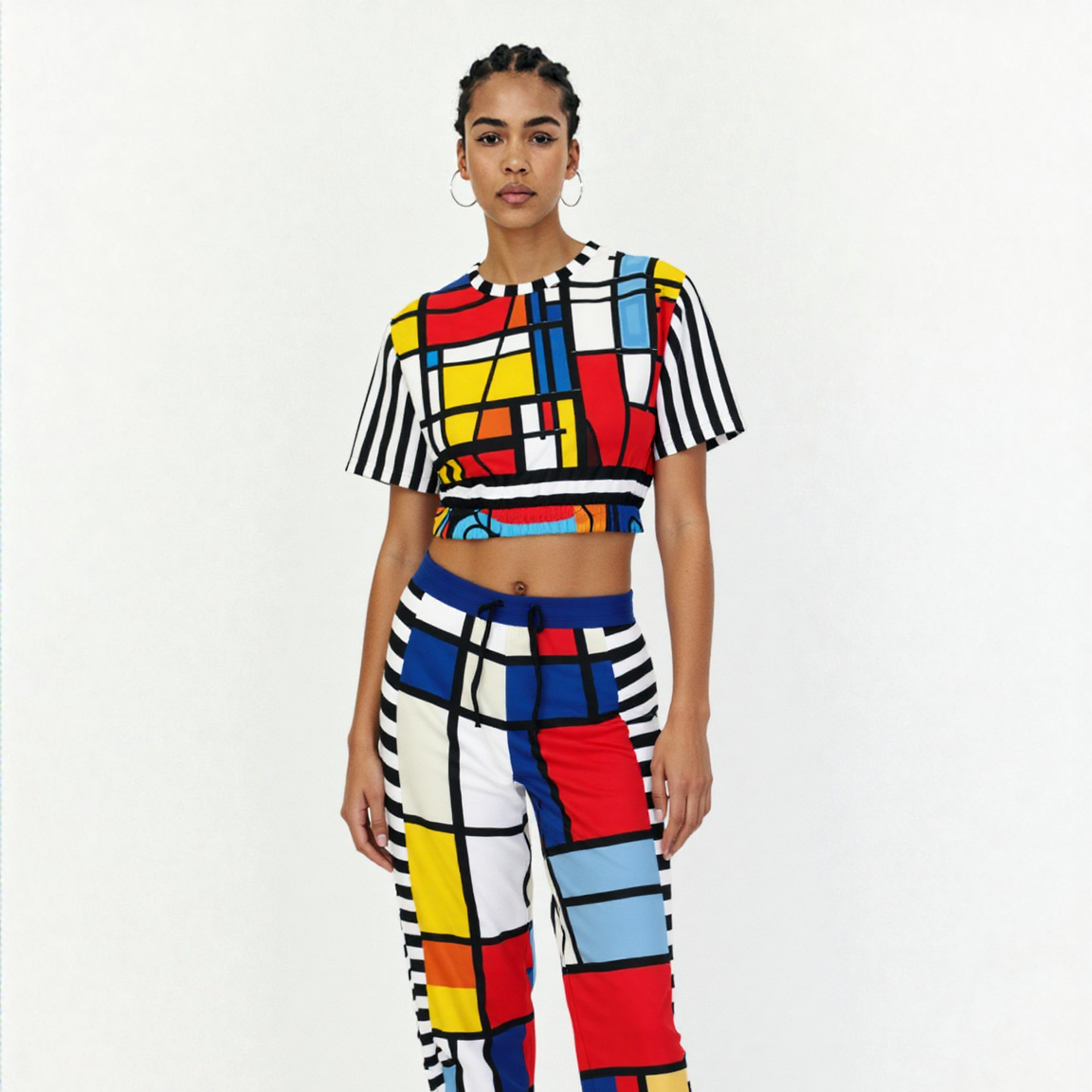 Hopscotch in Primary Geometric Eco-Poly Unisex Joggers