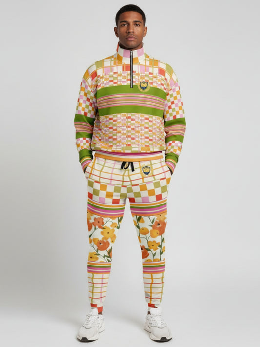 Hopscotch My Hippie Gingham Floral Plaid Eco-Poly Joggers