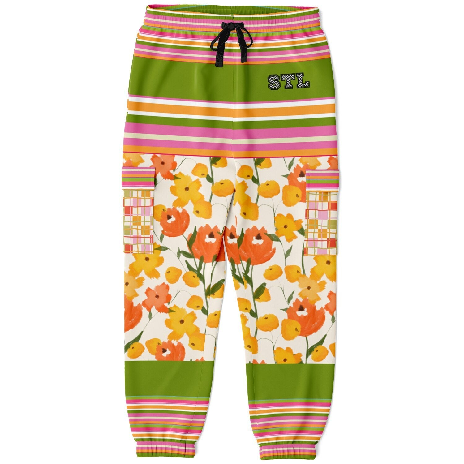Hopscotch My Hippie Gingham Floral Eco-Poly Cargo Joggers