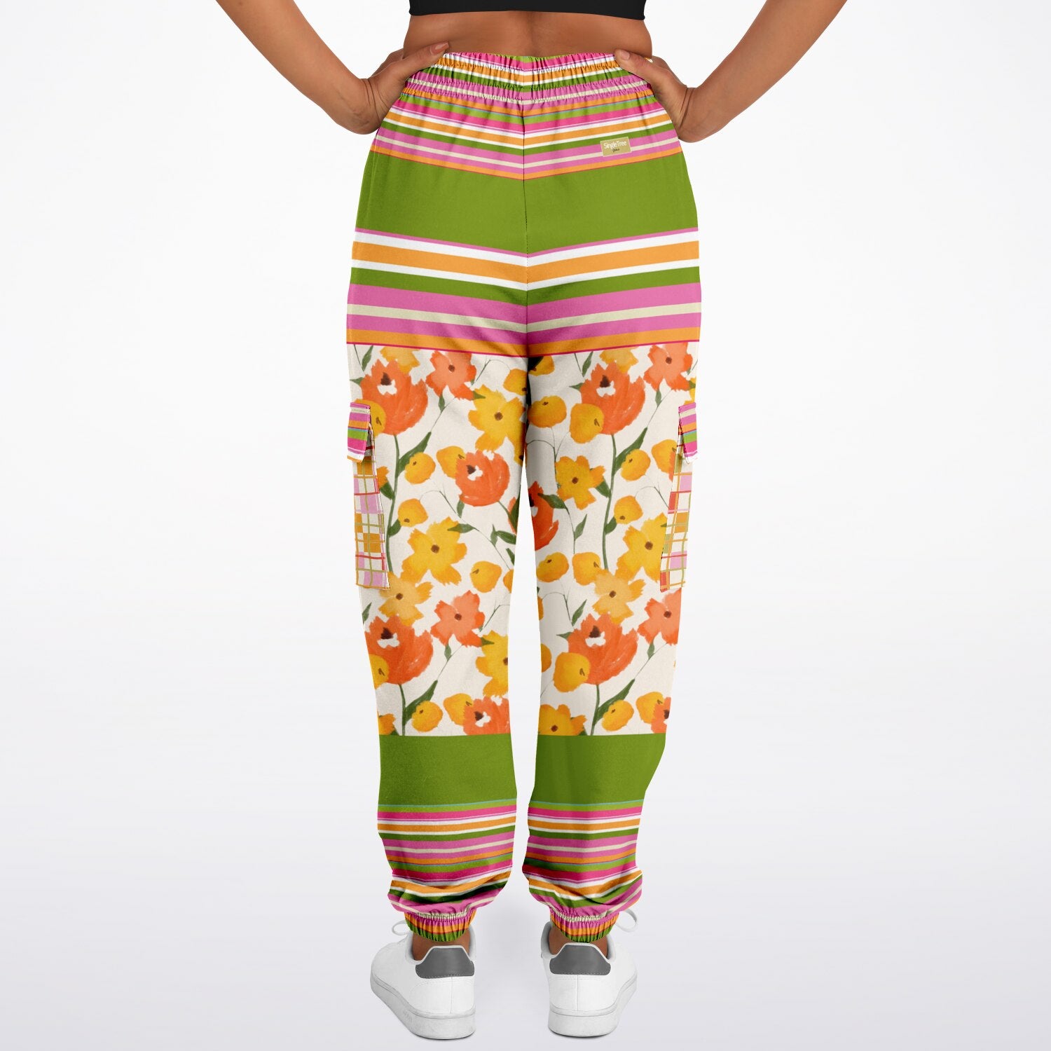 Hopscotch My Hippie Gingham Floral Eco-Poly Cargo Joggers