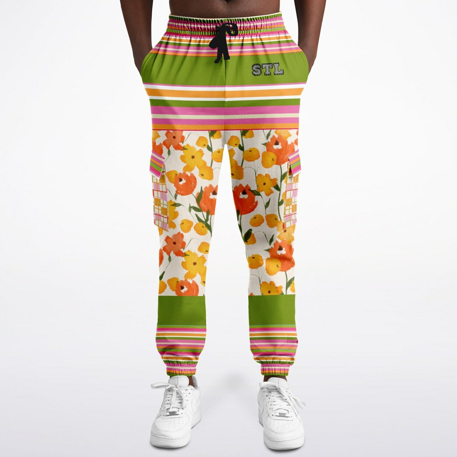 Hopscotch My Hippie Gingham Floral Eco-Poly Cargo Joggers