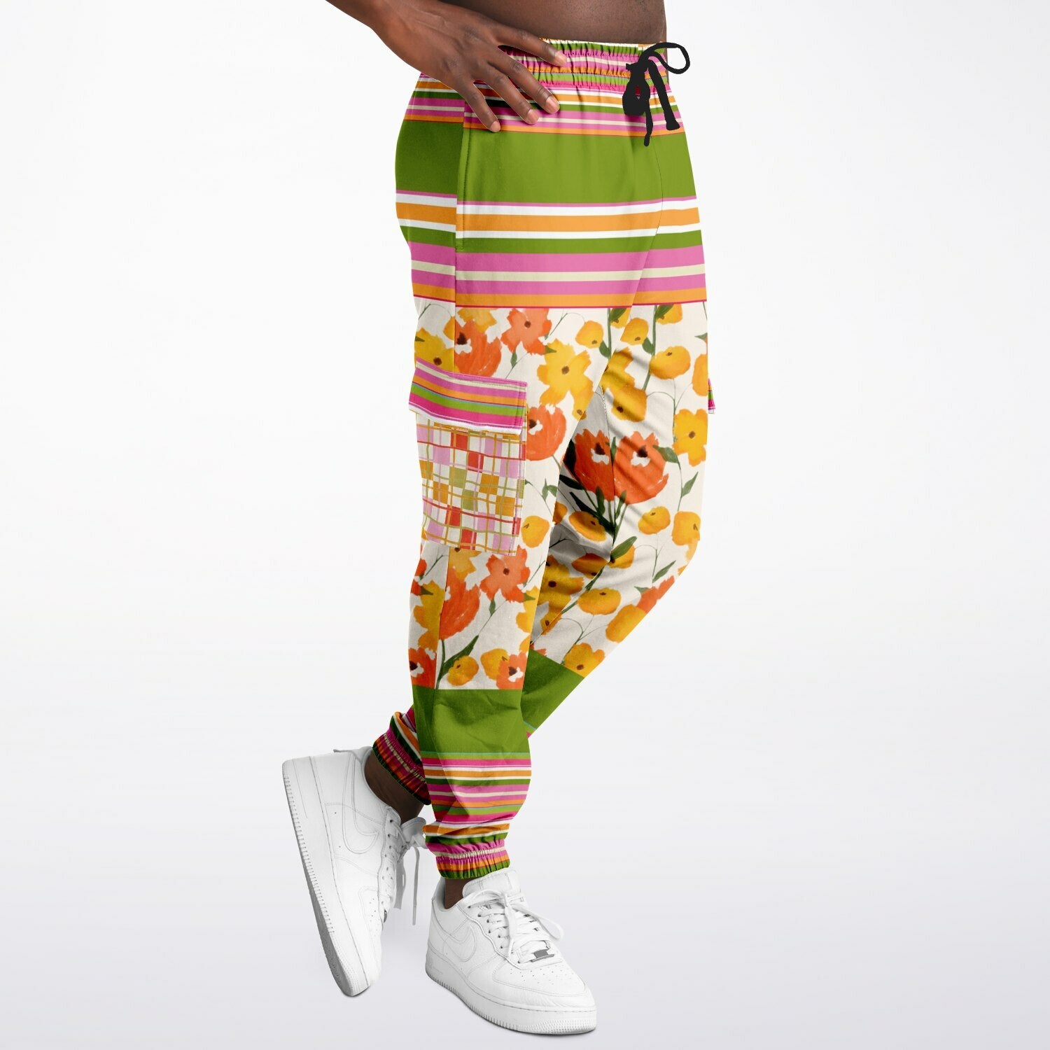 Hopscotch My Hippie Gingham Floral Eco-Poly Cargo Joggers