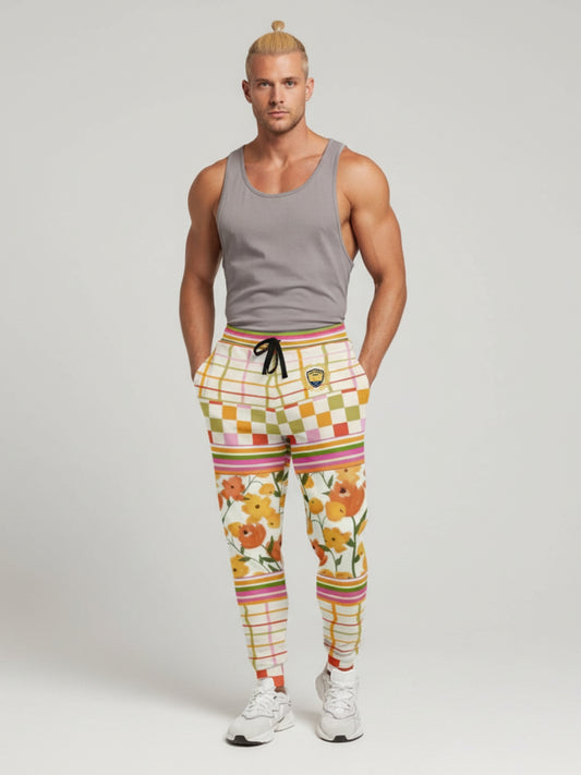 Hopscotch My Hippie Gingham Floral Plaid Eco-Poly Joggers