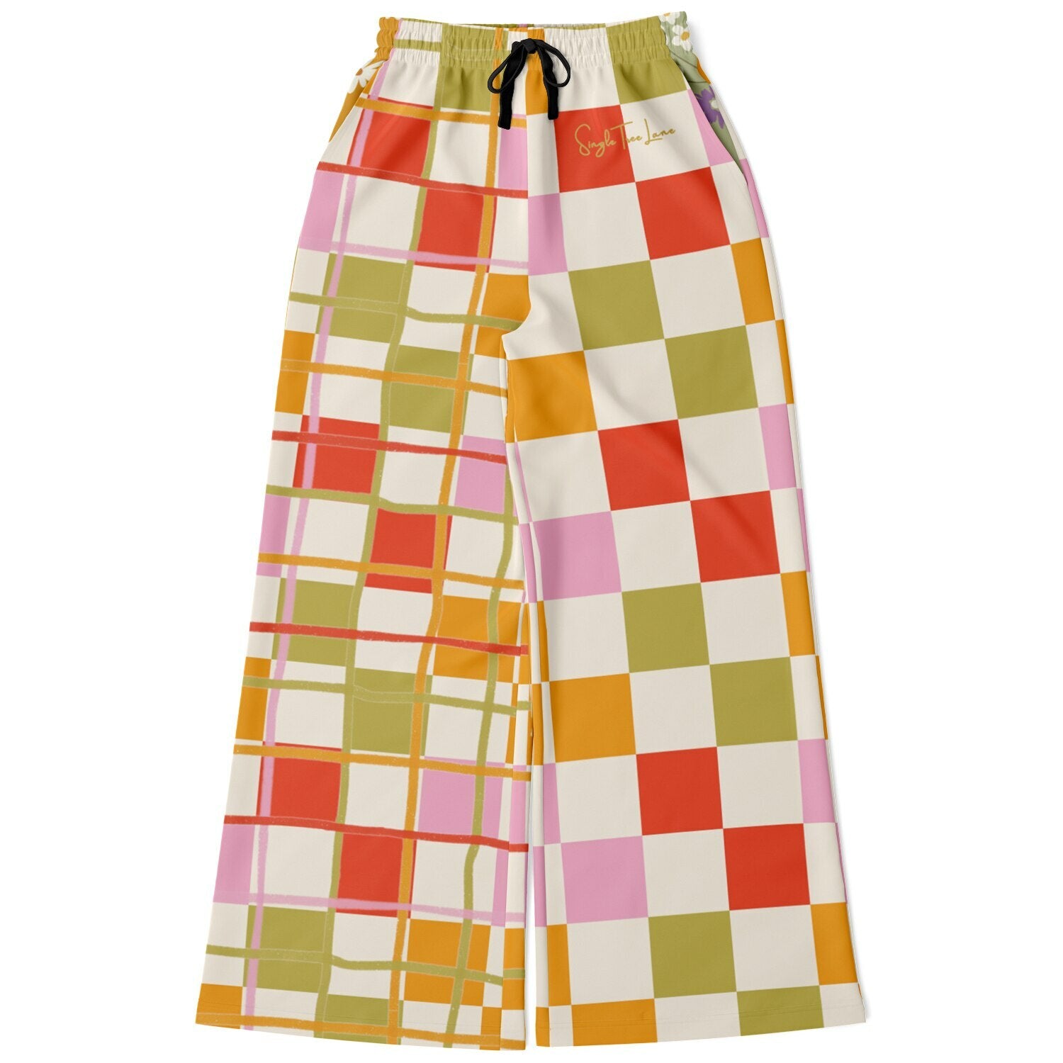 Hopscotch My Hippie Gingham Plaid Eco-Poly Wide Leg Pants