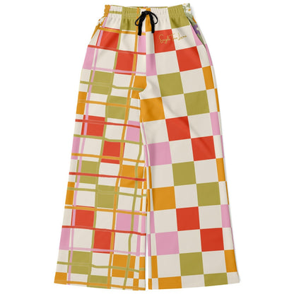 Hopscotch My Hippie Gingham Plaid Eco-Poly Wide Leg Pants