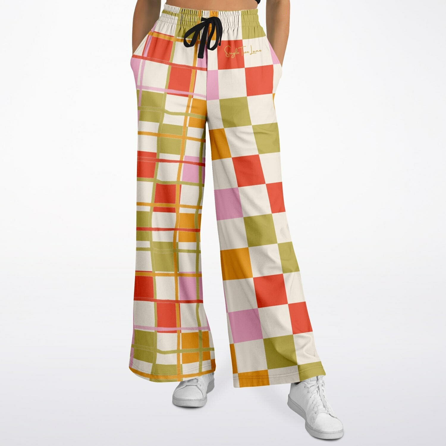 Hopscotch My Hippie Gingham Plaid Eco-Poly Wide Leg Pants