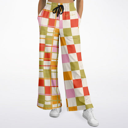 Hopscotch My Hippie Gingham Plaid Eco-Poly Wide Leg Pants