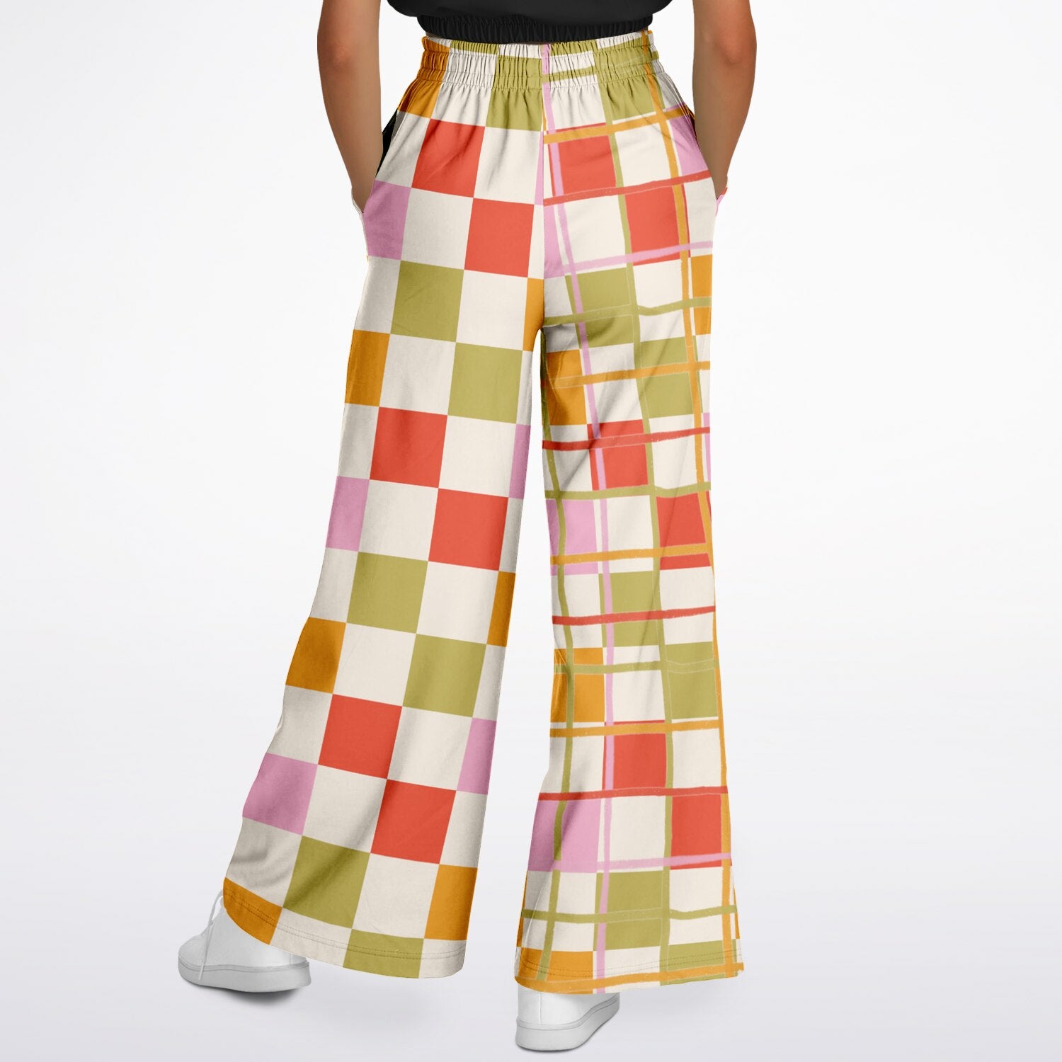 Hopscotch My Hippie Gingham Plaid Eco-Poly Wide Leg Pants