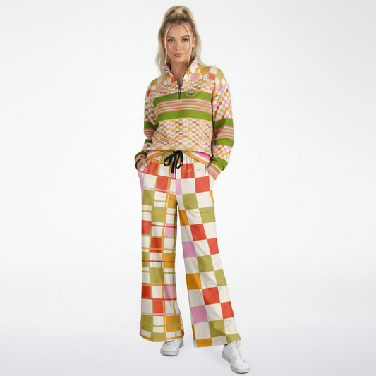 Hopscotch My Hippie Gingham Plaid Heavyweight Oversized Quarter Zip Sweatshirt