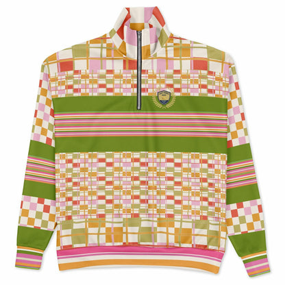 Hopscotch My Hippie Gingham Plaid Heavyweight Oversized Quarter Zip Sweatshirt