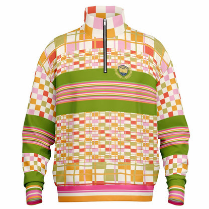 Hopscotch My Hippie Gingham Plaid Heavyweight Oversized Quarter Zip Sweatshirt