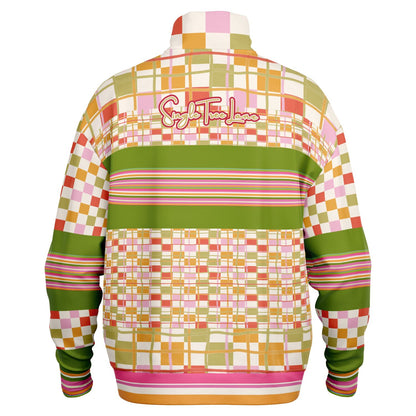 Hopscotch My Hippie Gingham Plaid Heavyweight Oversized Quarter Zip Sweatshirt