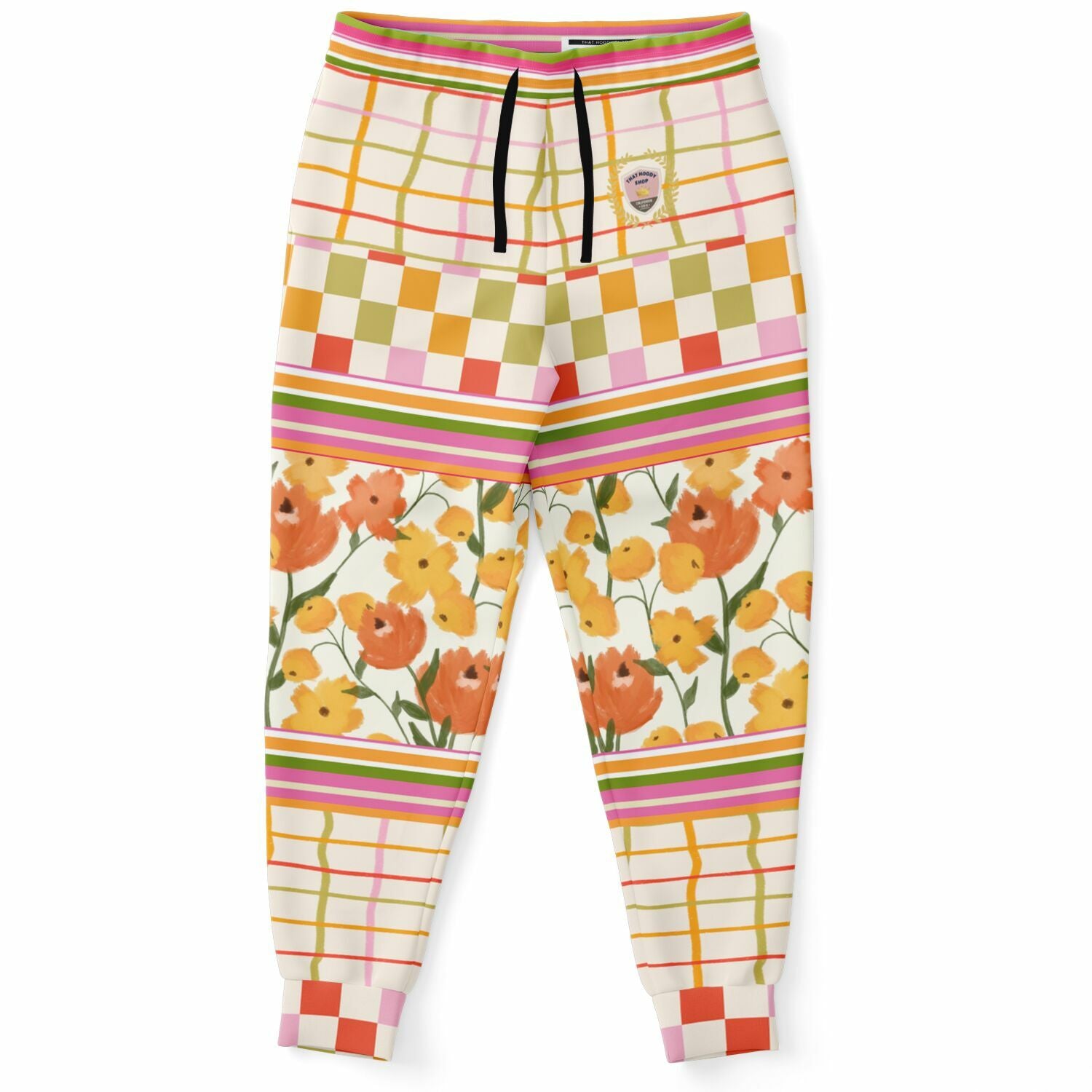 Hopscotch My Hippie Gingham Floral Plaid Eco-Poly Joggers