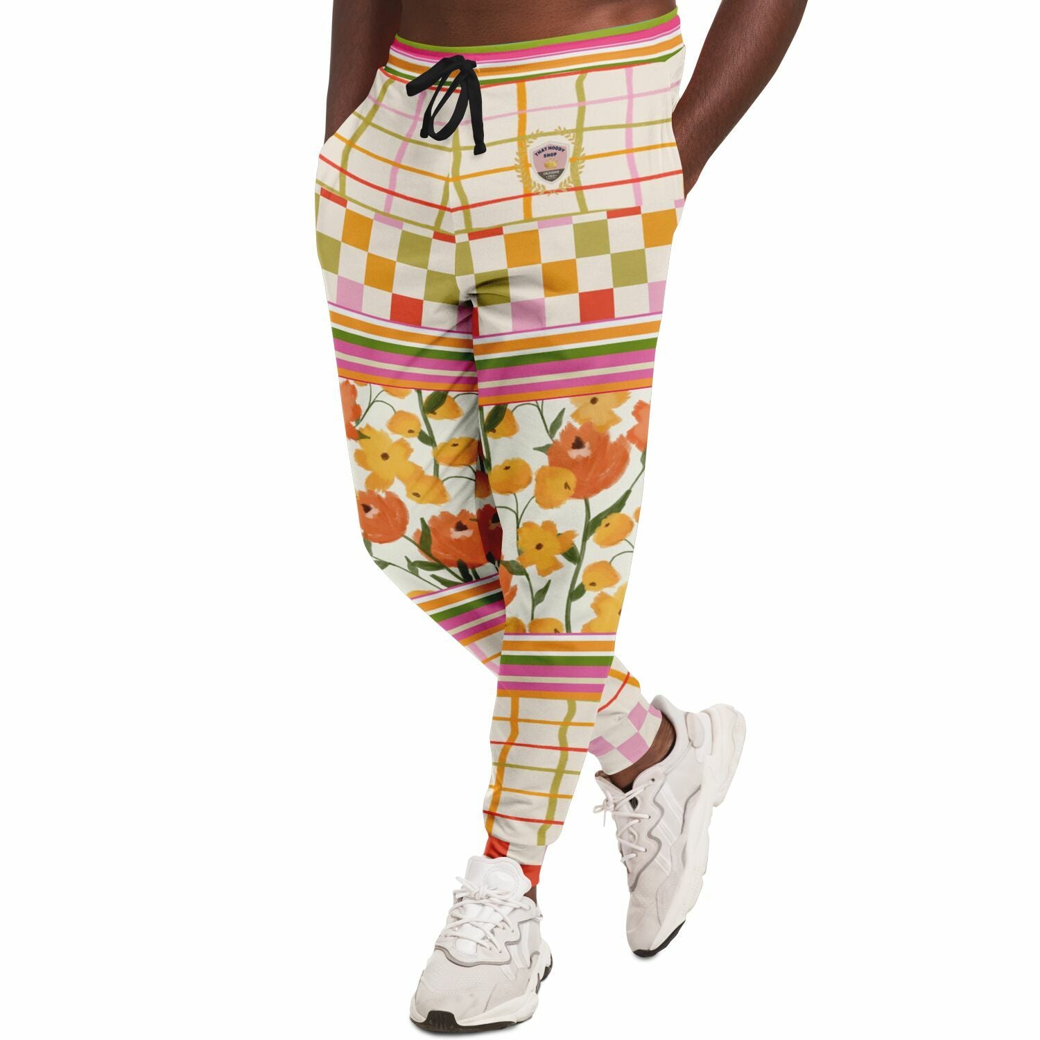 Hopscotch My Hippie Gingham Floral Plaid Eco-Poly Joggers