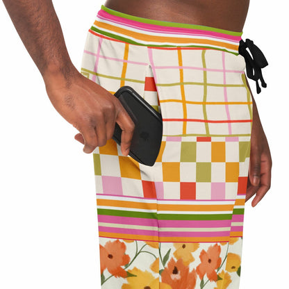 Hopscotch My Hippie Gingham Floral Plaid Eco-Poly Joggers