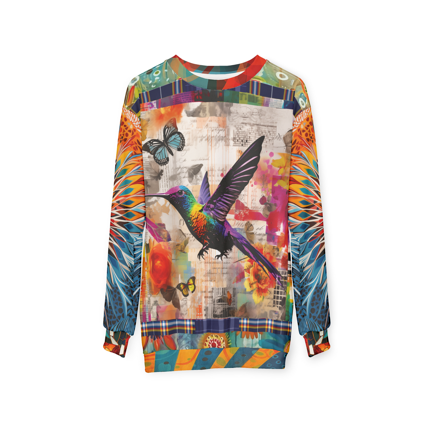 Hummingbird in Flight Rainbow Collage Unisex Sweatshirt (Gold Label)