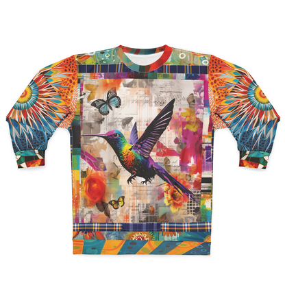 Hummingbird in Flight Rainbow Collage Unisex Sweatshirt (Gold Label)