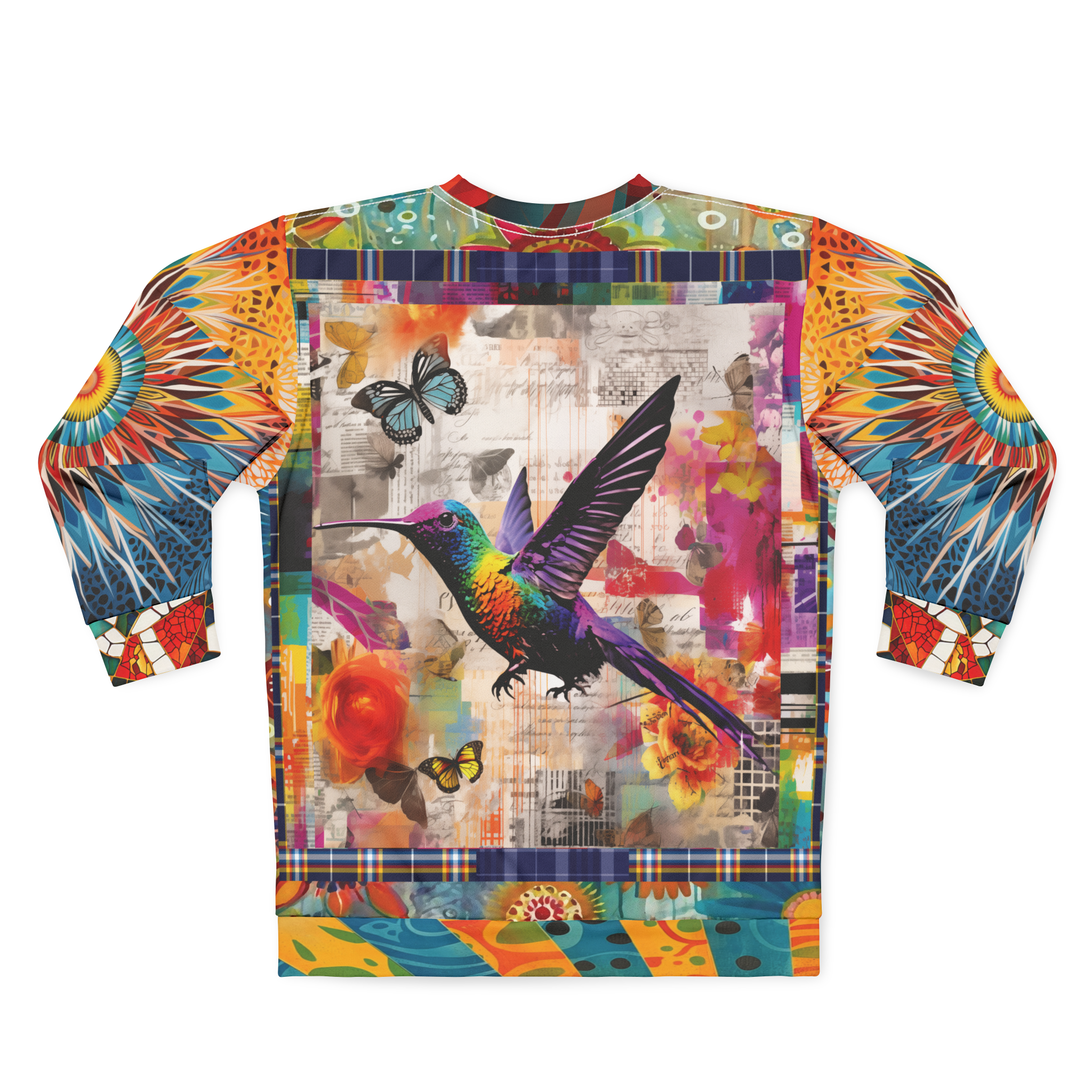 Hummingbird in Flight Rainbow Collage Unisex Sweatshirt (Gold Label)