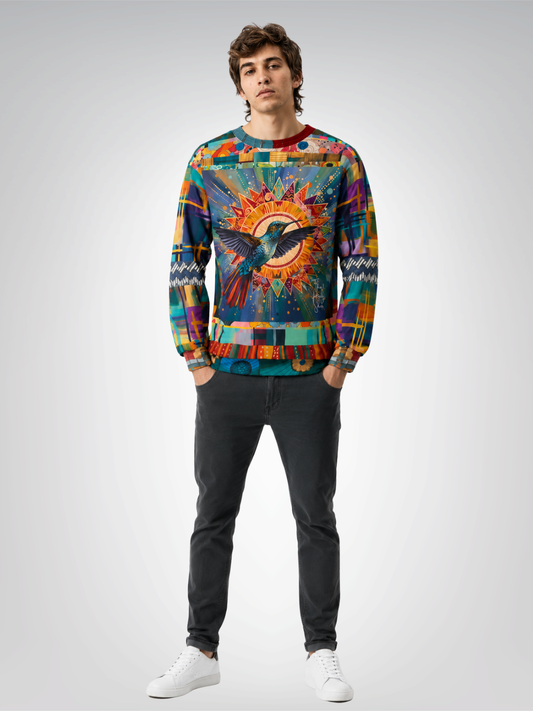 Hummingbird in Sunburst Skies Unisex Sweatshirt (Gold Label)