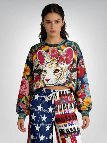 I Am Human - American Flag Eco-Poly Wide Leg Pants