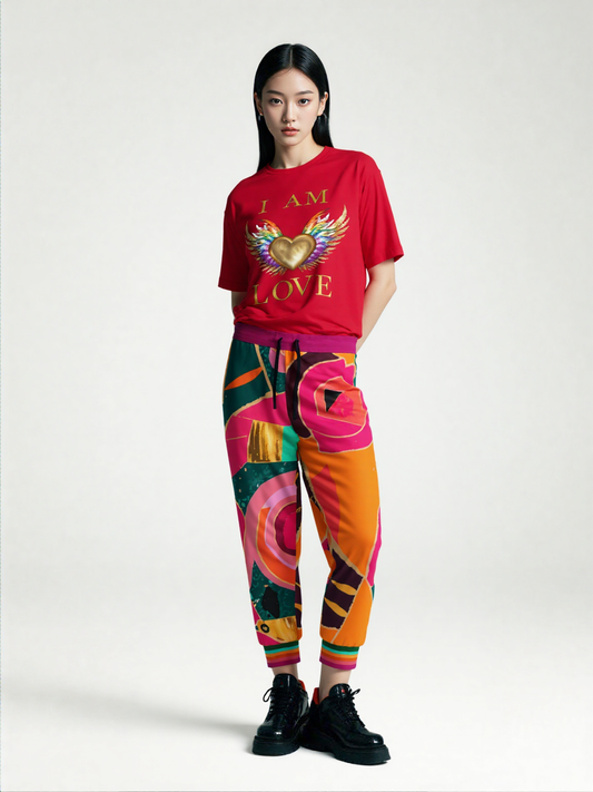 Pink Floral Mosaic Eco-Poly Unisex Joggers