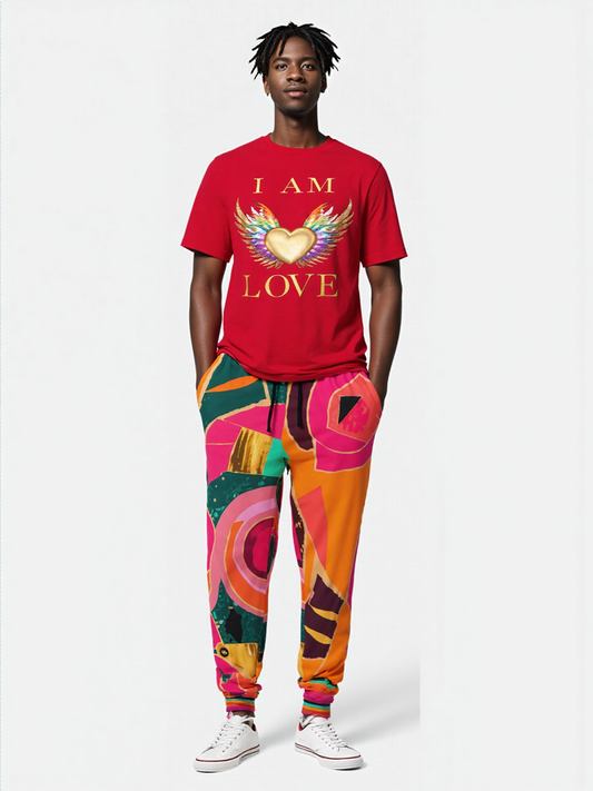 Pink Floral Mosaic Eco-Poly Unisex Joggers