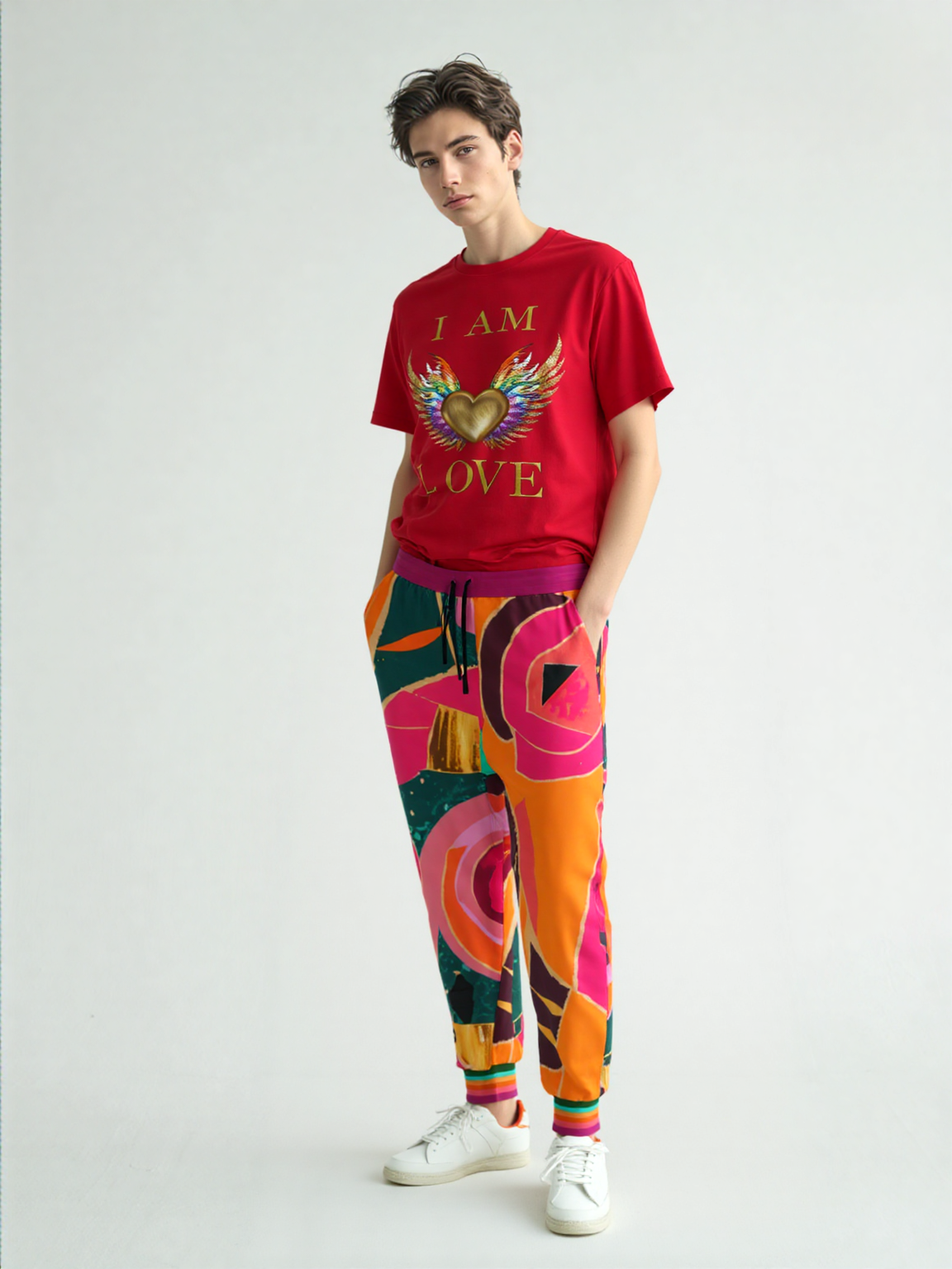 Pink Floral Mosaic Eco-Poly Unisex Joggers