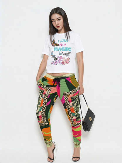 Pink Mardi Gras Floral Camo Plaid Eco-Poly Unisex Joggers