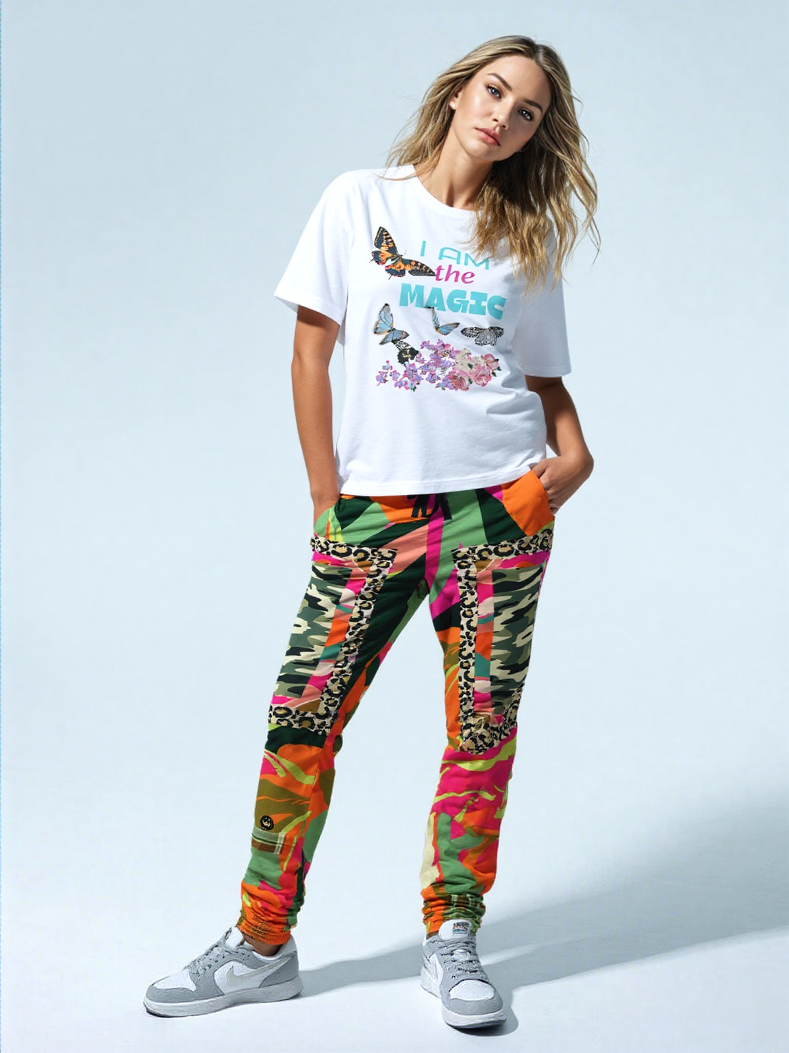 Pink Mardi Gras Floral Camo Plaid Eco-Poly Unisex Joggers