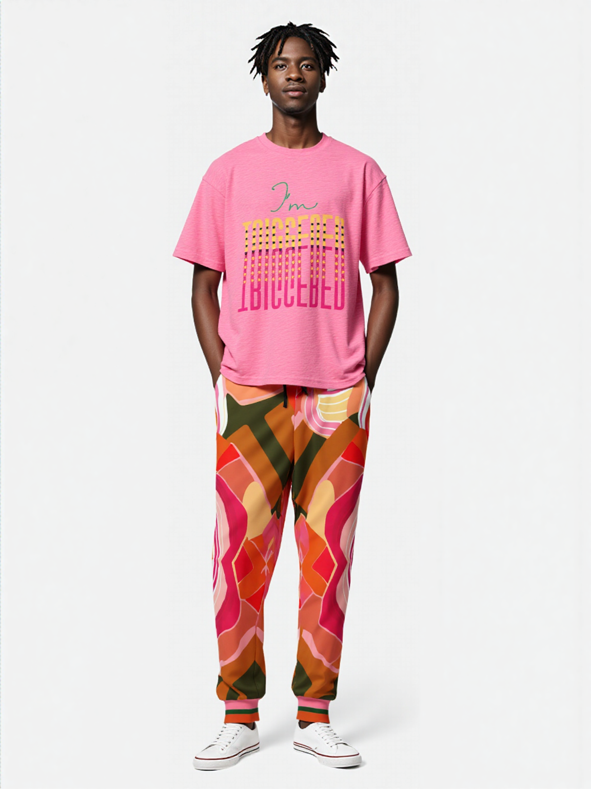 Orange Posie Floral Eco-Poly Unisex Joggers