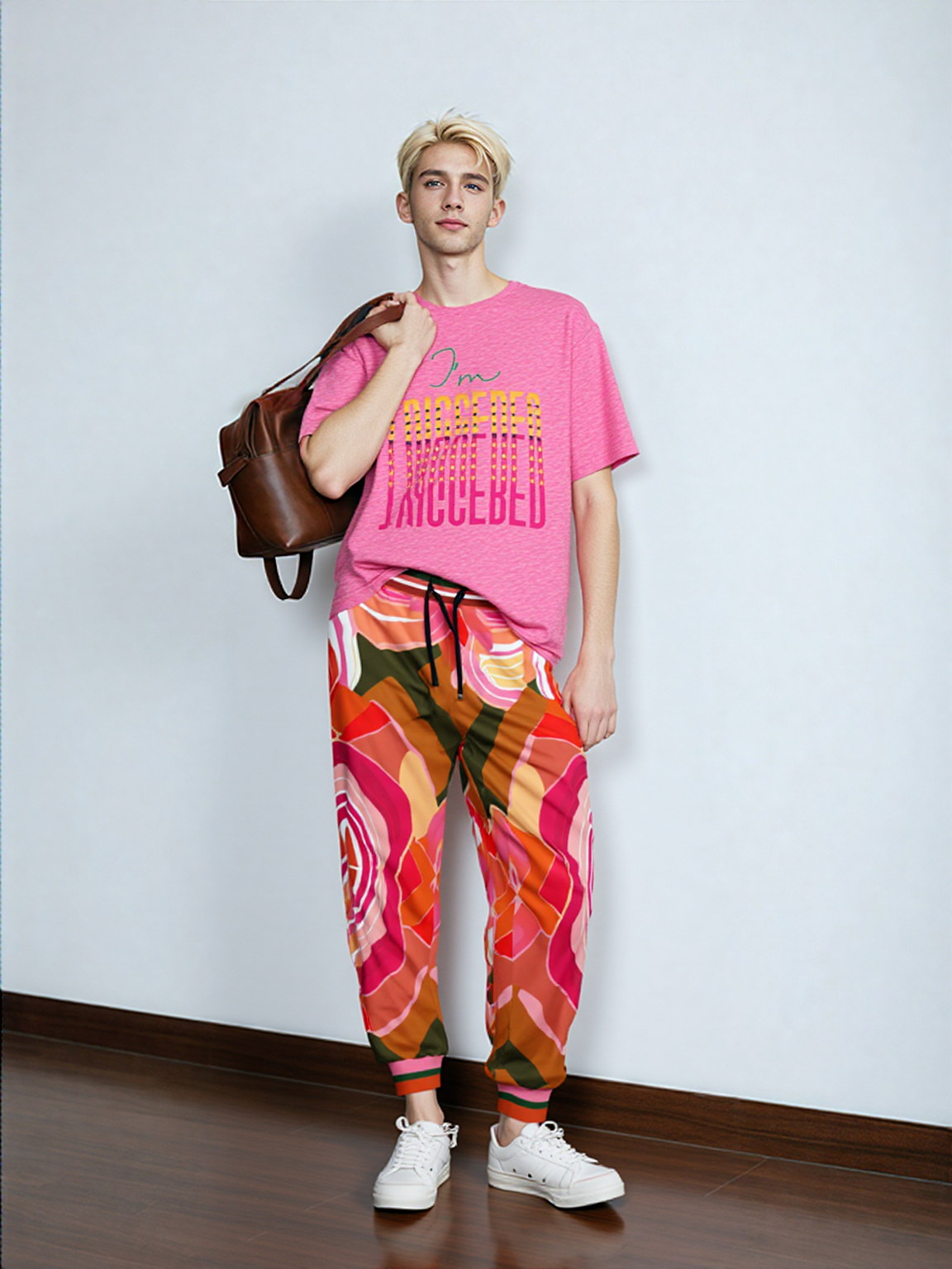 Orange Posie Floral Eco-Poly Unisex Joggers