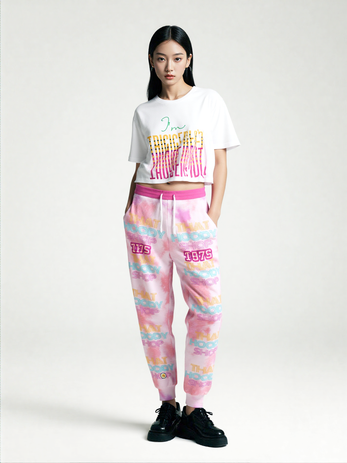 That Hoody Shop 1976 Pink Tie-Dye Eco-Poly Unisex Joggers