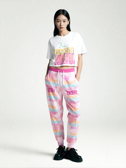 That Hoody Shop 1976 Pink Tie-Dye Eco-Poly Unisex Joggers